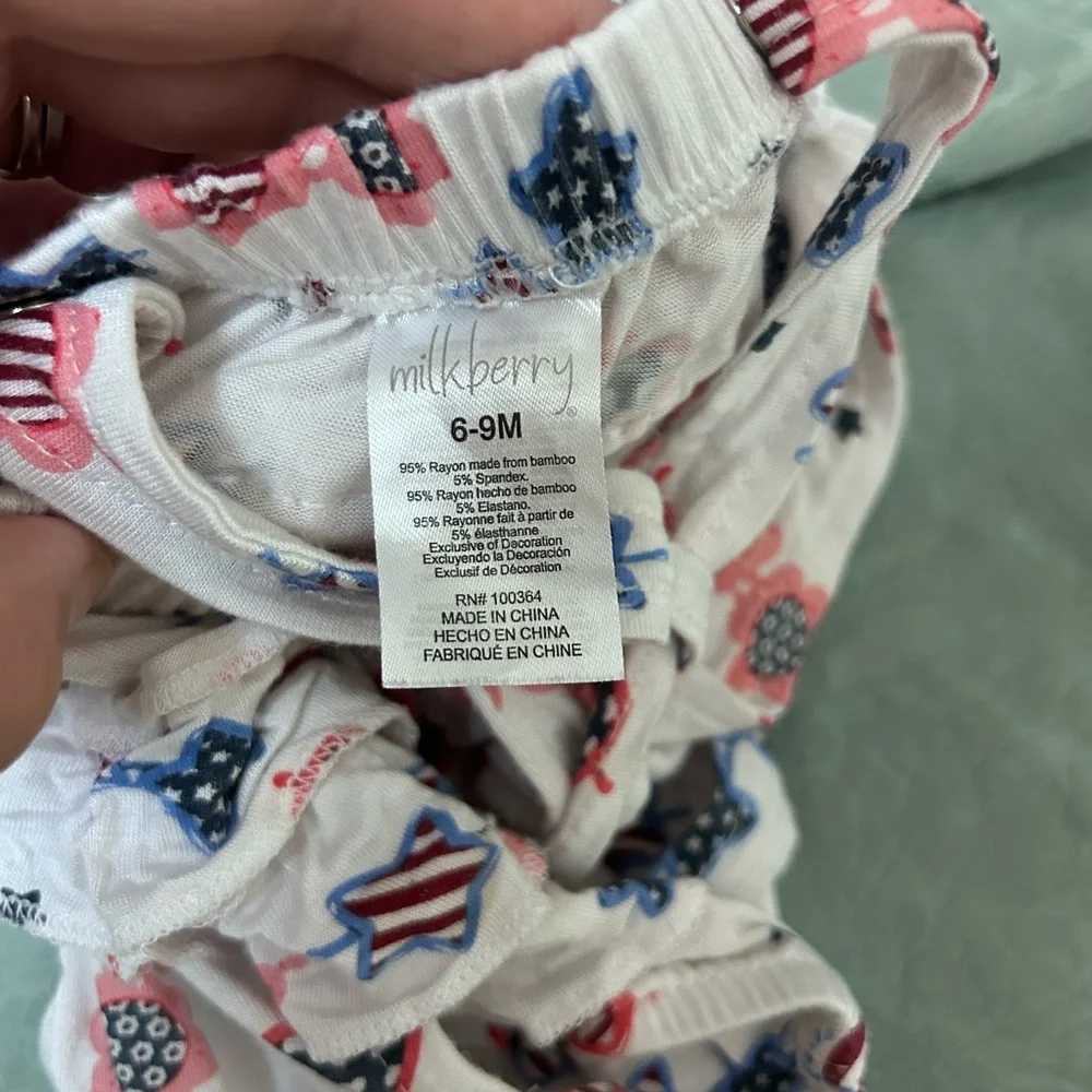 Milkberry Bubble romper  Baby Girl Patriotic Sunglasses Bamboo 4th Of July
